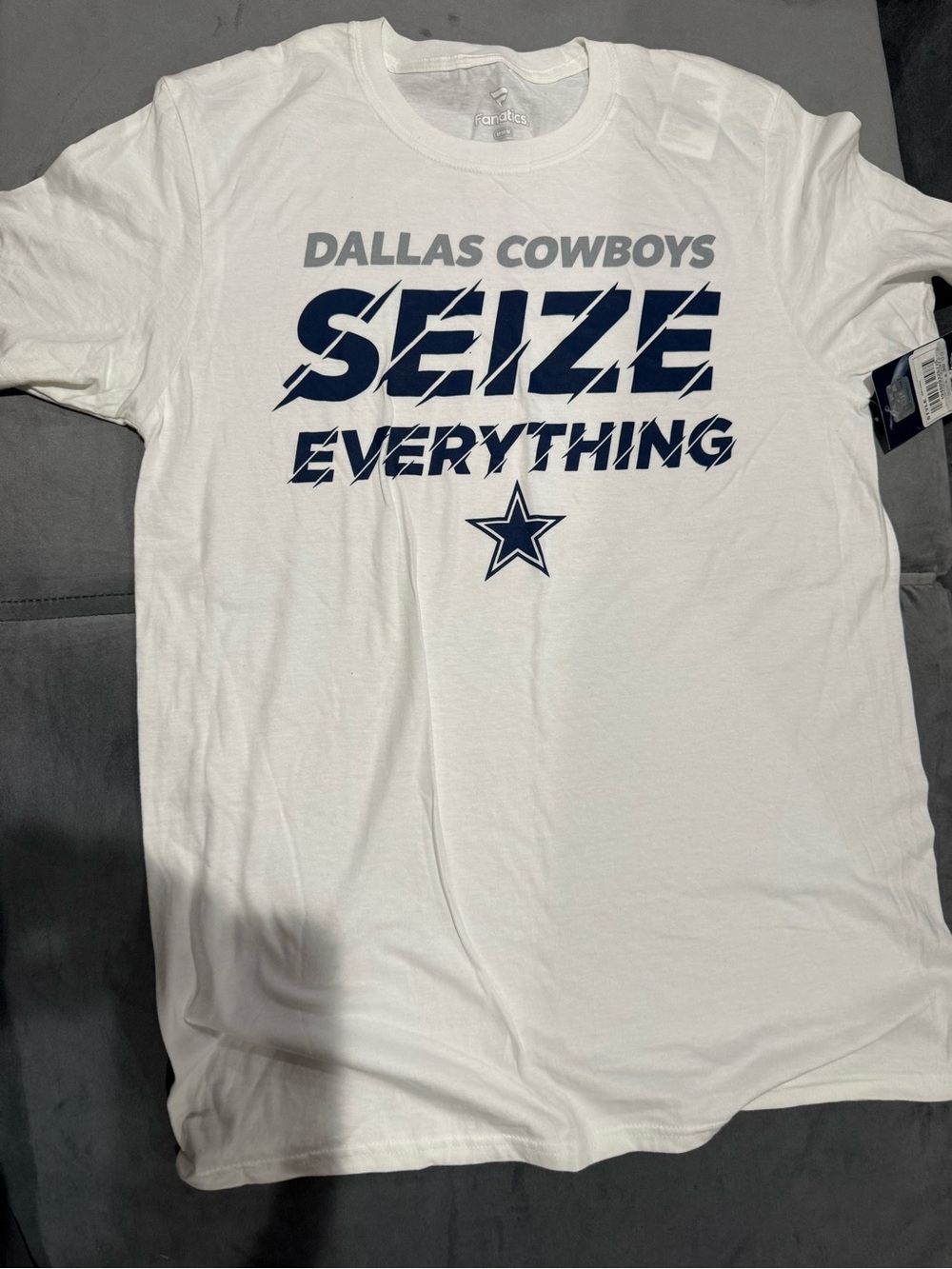 NFL Dallas Cowboys White Tee with Navy Graphic Text